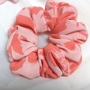 Floral Pink Coral Scrunchie